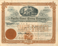 Pacific Coast Mining Co. - Stock Certificate